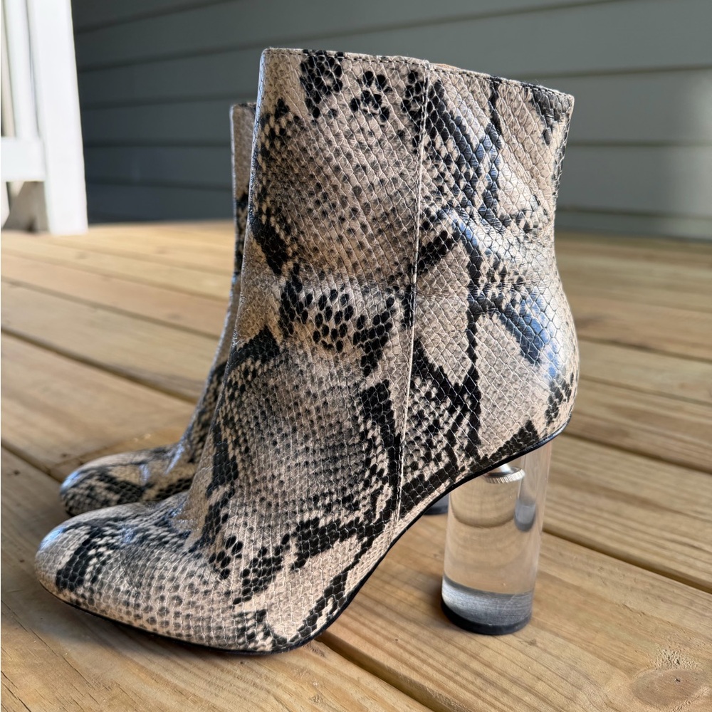 Snakeskin Ankle Boots with Clear Heel